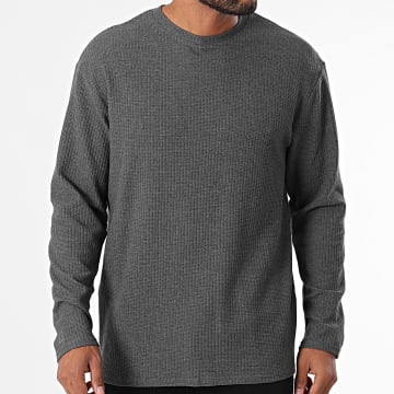 Only And Sons - Tee Shirt Manches Longues Regular Morten Gris Anthracite