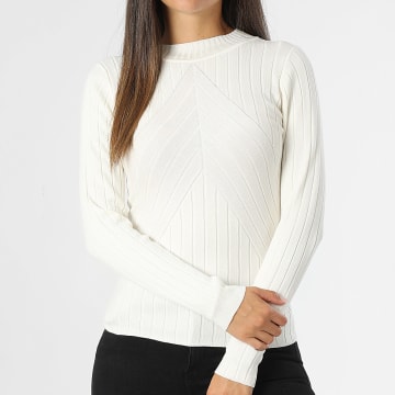 Only - Pull Col Cheminée Femme Kate Beige Clair