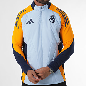 Adidas Sportswear - Giacca Real Madrid con cappuccio e collo a zip IT5139 Azzurro Arancione