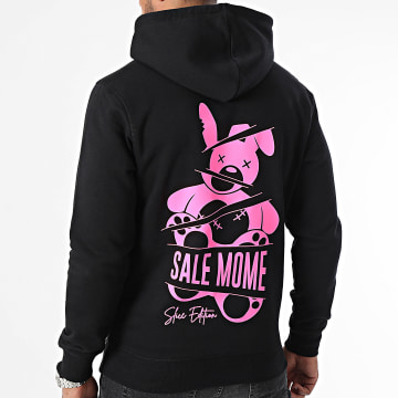 Sale Môme Paris - Felpa con cappuccio Slice Edition Rabbit Nero Rosa Fluo