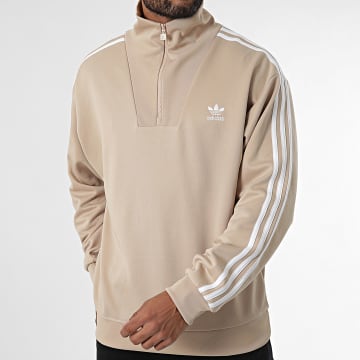 Adidas Originals - Sweat Col Zippé A Bandes IX5215 Beige