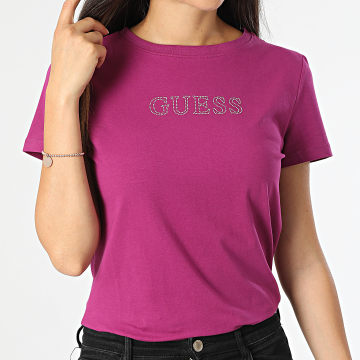 Guess - Camiseta Rhinestone Mujer V3BI11-J1314 Púrpura