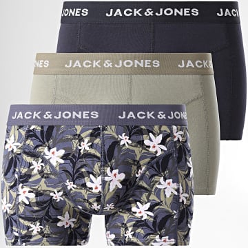 Jack And Jones - Set di 3 boxer Mason Flower Khaki Verde Navy