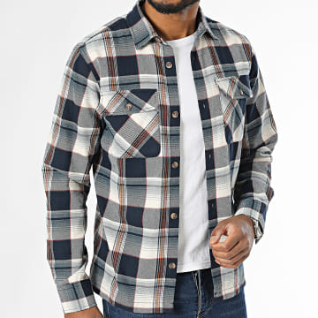 Jack And Jones - Darren Flanel Beige Navy Overhemd