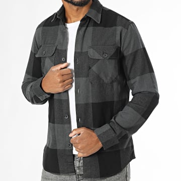 Jack And Jones - Darren Charcoal Grijs Zwart Geruit Shirt Met Lange Mouw