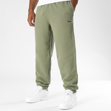 Lacoste - Pantalon Jogging Logo Brodé Crocodile Vert Kaki