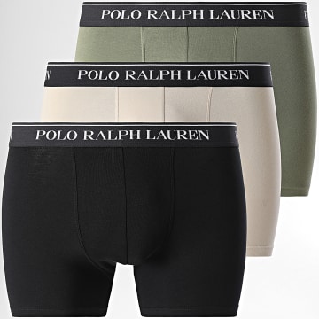 Polo Ralph Lauren - Set di 3 boxer nero beige verde kaki