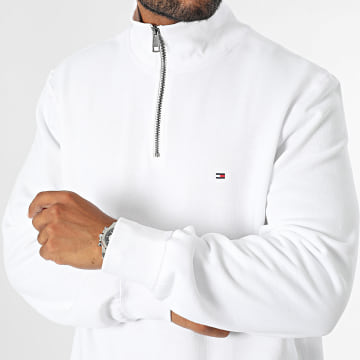 Tommy Hilfiger - Essential 7233 Sudadera blanca con cuello de cremallera