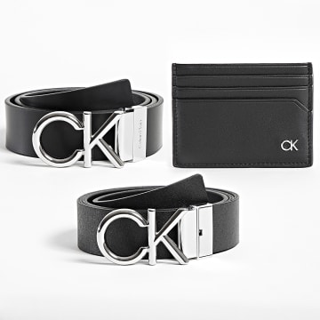 Calvin Klein - Cinturón reversible y tarjetero 2541 Negro Plata