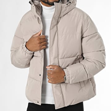 Jack And Jones - Bradley Taupe Mantel met Capuchon