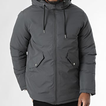 Jack And Jones - Lus Parka met Capuchon Houtskool Grijs