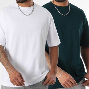 LBO - Lote de 2 camisetas grandes 3562 Blanco Botella Verde