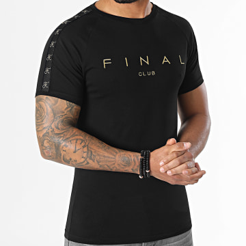 Final Club - T-shirt met strepen Premium Fit Logo 1252 Zwart Goud