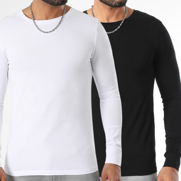 LBO - Lot De 2 Tee Shirts Manches Longues 3535 Noir Blanc