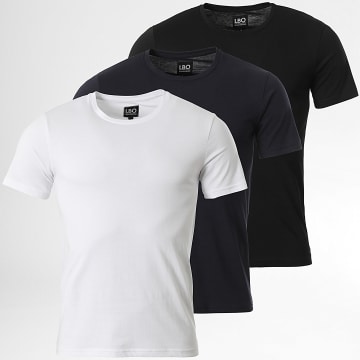 LBO - Lot De 3 Tee Shirts Col Rond 3526 Noir Blanc Bleu Marine