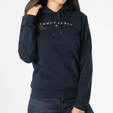 Tommy Jeans - Felpa con cappuccio lineare regular da donna 7324 blu navy