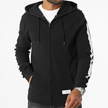 Tommy Hilfiger - Gestreepte Zip Hoodie 3011 Zwart