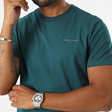 Tommy Jeans - Slim Linear Pecho Tee Shirt 8555 Bottle Green