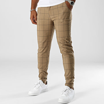 Frilivin - Pantaloni chino skinny a quadri color cammello