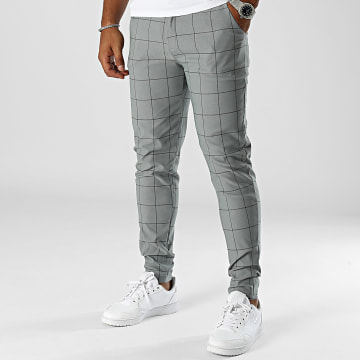 Frilivin - Pantaloni chino skinny a quadri grigi