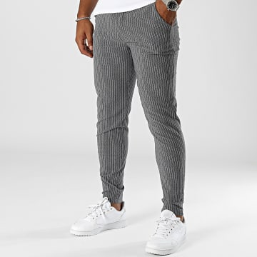 Frilivin - Pantaloni chino skinny a righe grigio