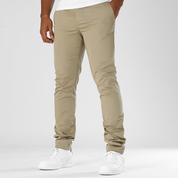 Lacoste - Pantalon Chino Slim Logo Crocodile Brodé Beige