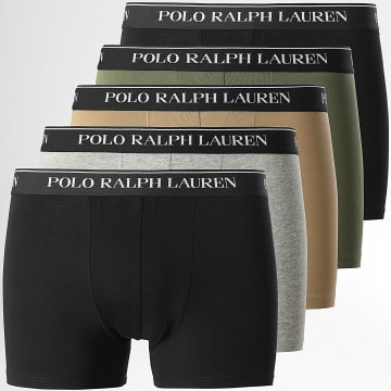 Polo Ralph Lauren - Lot De 5 Boxers Noir Gris Chiné Vert Kaki Camel