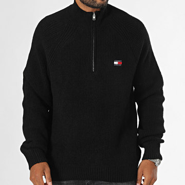 Tommy Jeans - Pull Col Zippé Raglan Badge 9437 Noir