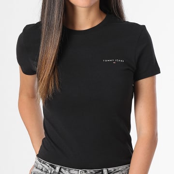 Tommy Jeans - Dames-T-shirt Linear 8785 Slim Zwart