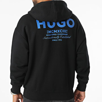 Hugo Blauw - Nardimez Oversized Hooded Zip Sweatshirt 50520017 Zwart