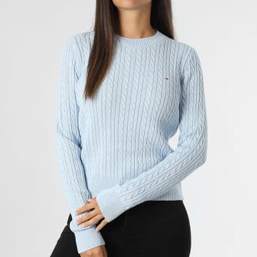 Tommy Jeans - Maglione donna Cable Essential 8683 azzurro