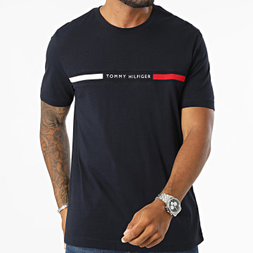 Tommy Hilfiger - Camiseta con inserciones en el pecho 6498 Azul marino