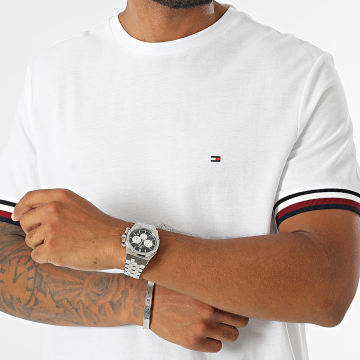 Tommy Hilfiger - Tee Shirt Global Stripe Cuff Pique 6452 Blanc