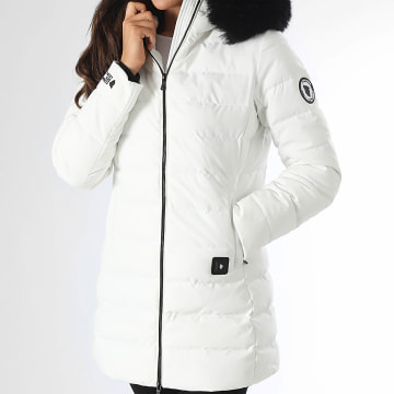 Comme Des Loups - Doudoune Chauffante Capuche Fourrure Femme Stockholm Blanc Noir