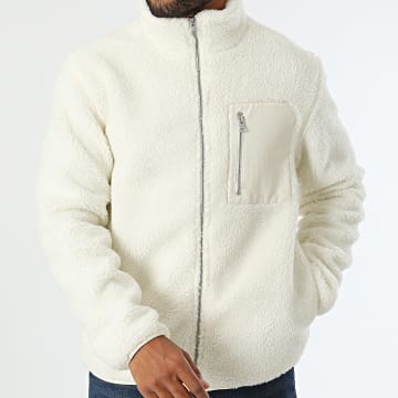 Jack And Jones - Bradley Off White Sherpa Zip Jacket