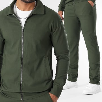 LBO - Conjunto de chaqueta y pantalón con cremallera verde caqui 1457