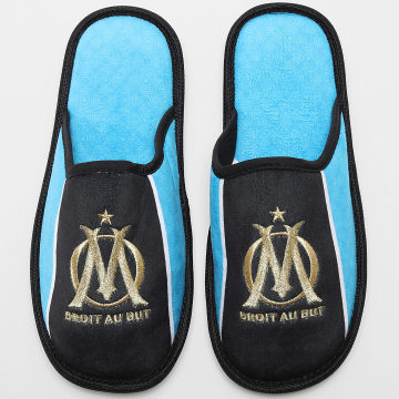 OM - Fan Slippers M24027 Zwart Lichtblauw Goud