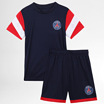 PSG - Conjunto de camiseta y pantalón corto de jogging para niño P24131C Azul marino Rojo Blanco