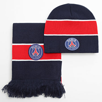 PSG - Lot Bonnet Et Echarpe PSG HCP184 Bleu Marine Rouge Blanc