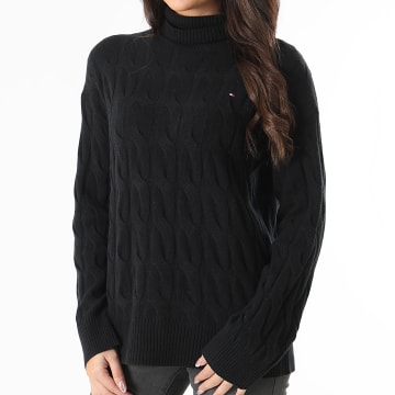 Tommy Hilfiger - Pull Col Roulé Femme Soft Wool Cable 3102 Noir