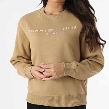 Tommy Hilfiger - Sweat Crewneck Femme Reg Corp Logo 9791 Camel