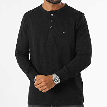 Tommy Hilfiger - Tee Shirt Manches Longues Slub Henley 6460 Noir