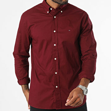 Tommy Hilfiger - Camisa de manga larga Flex Poplin 0934 Burdeos