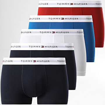 Tommy Hilfiger - Set di 5 boxer 3432 bianco blu navy rosso reale