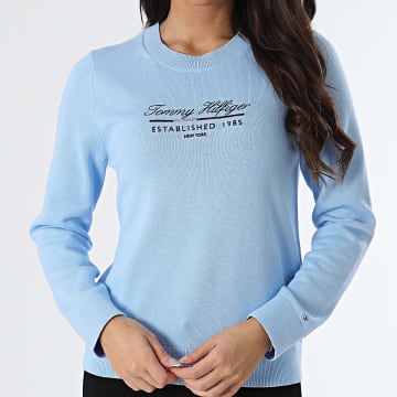 Tommy Hilfiger - Pull Femme Script Graphic 3204 Bleu Clair