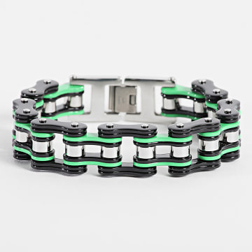 Frilivin - Zilveren Armband Zwart Groen