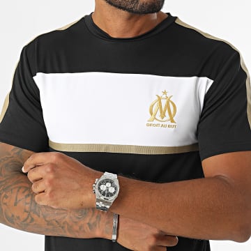 OM - Tee Shirt A Bandes Lifestyle M24028C Noir Doré