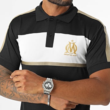 OM - Polo Manches Courtes A Bandes Lifestyle M24029C Noir Doré