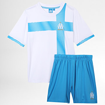 OM - M24038C Set di maglietta e pantaloncini da jogging per bambini Bianco Azzurro