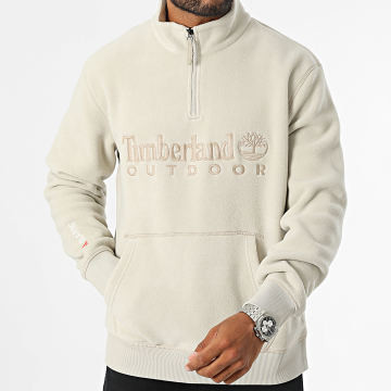 Timberland - Lineair Logo Zip Neck Fleece Sweatshirt A6Y5T Beige